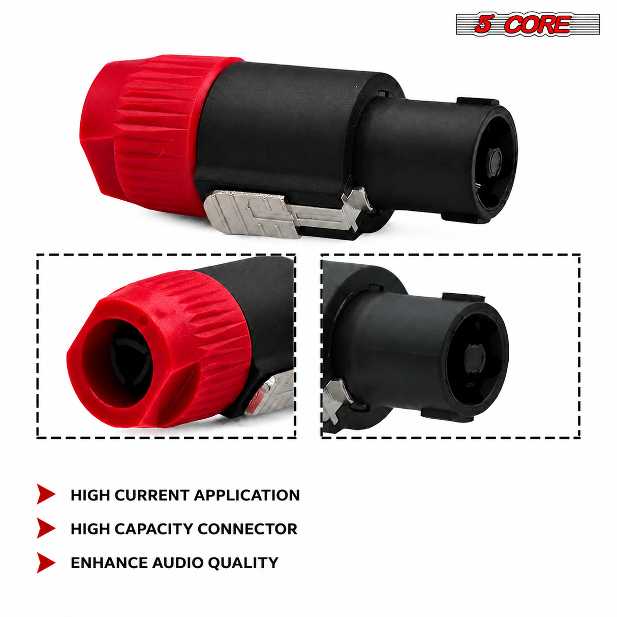 5Core Speakon Adapter High Quality Audio Jack Male Audio Pin Speaker Adapter Connector