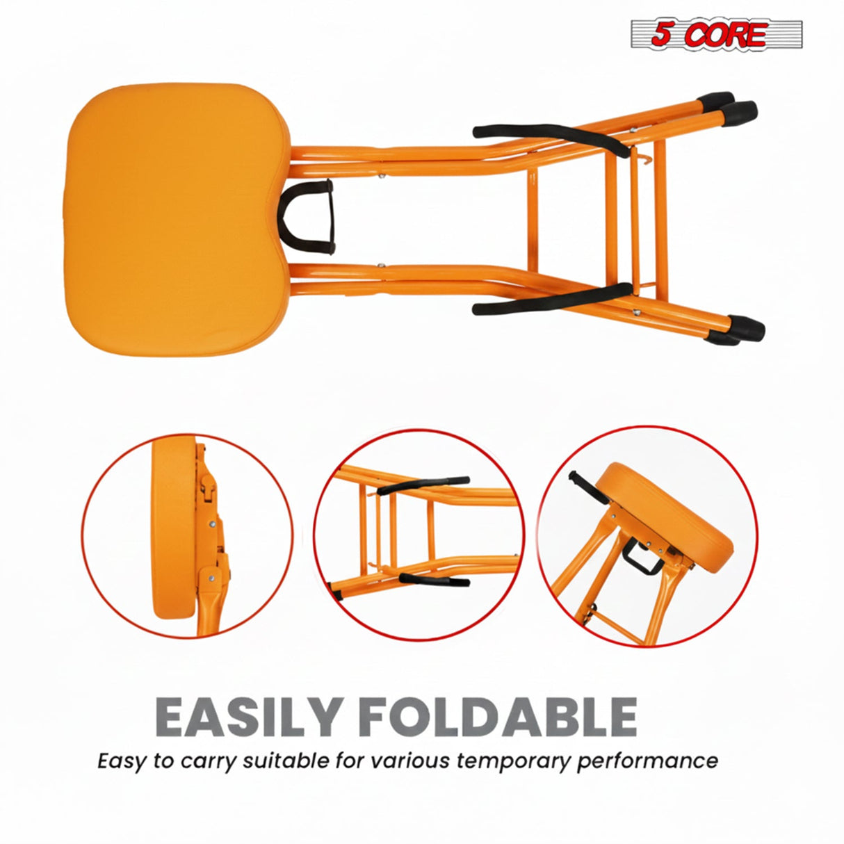 5Core Guitar Stool 3.15" Padded Chair Foldable Heavy Duty Music Seat Built in Foot Rest Guitar Stand