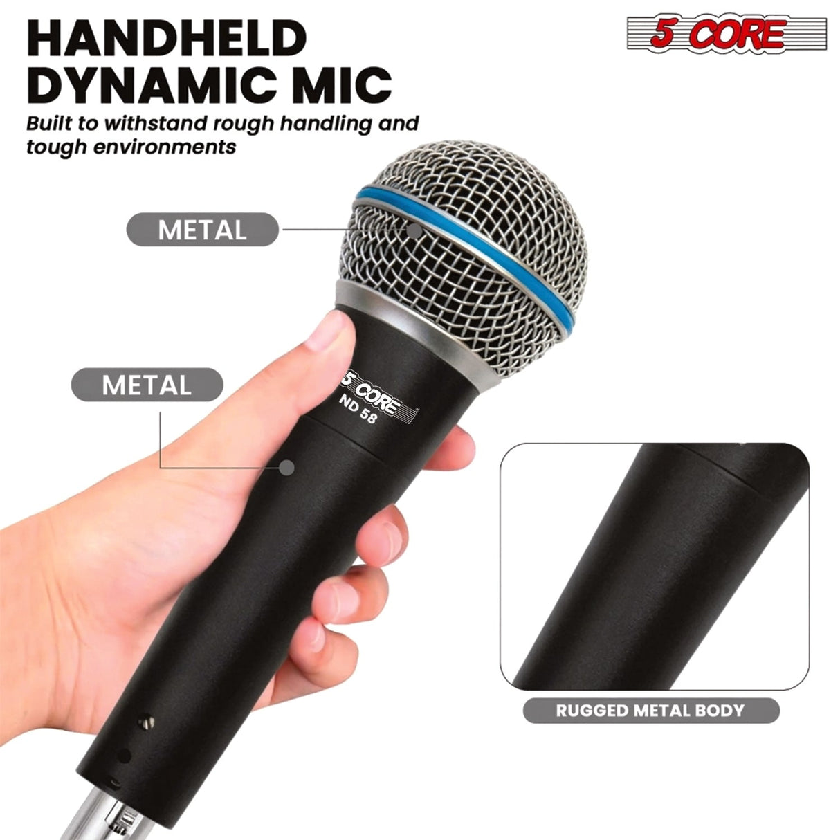 5 Core Microphone Professional Dynamic Mic Karaoke Singing XLR Wired Micrófono