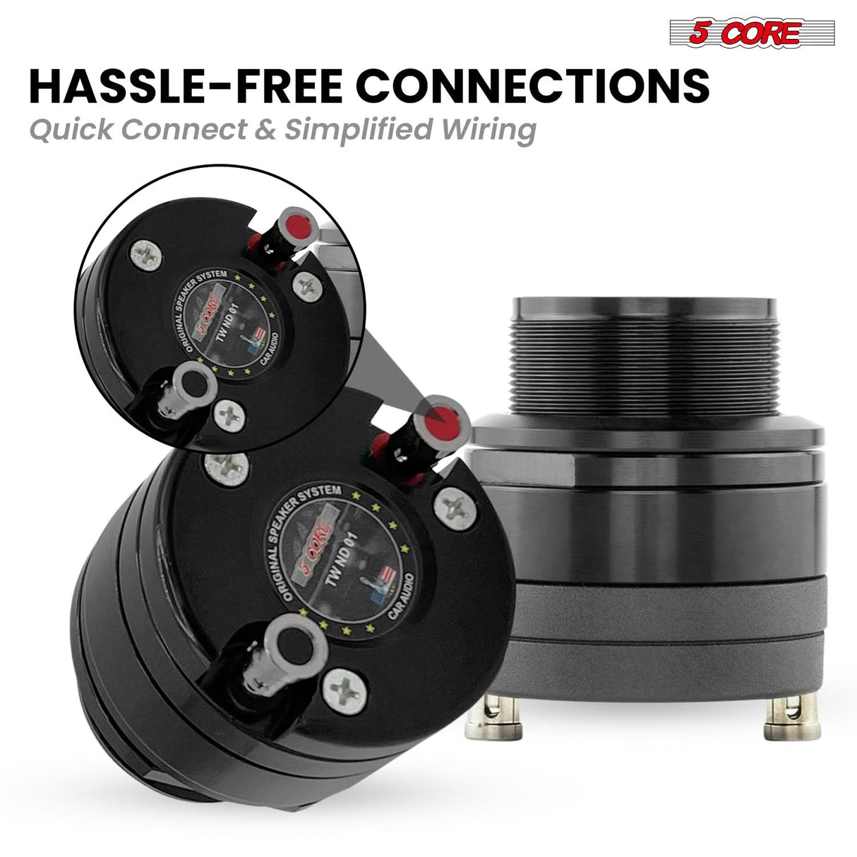 5Core Super Tweeter 2Pc 1" Car Audio Speaker 60W Max Power 4 Ohm Titanium Diaphragm Neodymium Magnet