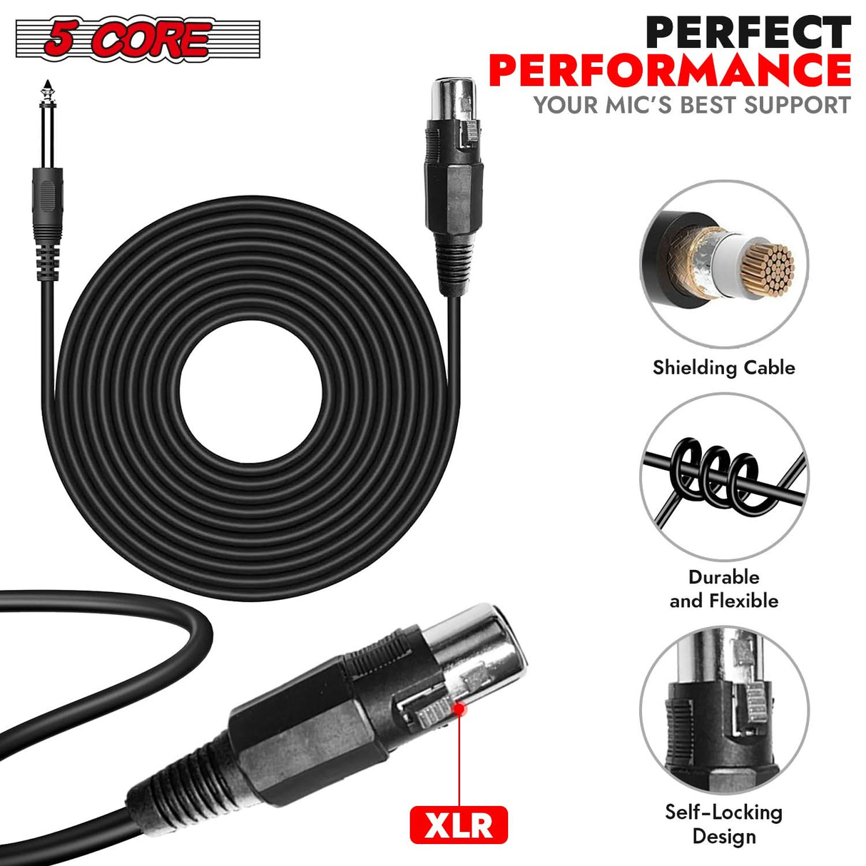 User-friendly XLR microphone cable with secure 3-pin connection
