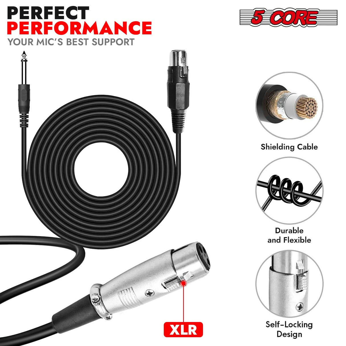 5 Core XLR cable with simple plug-and-play design