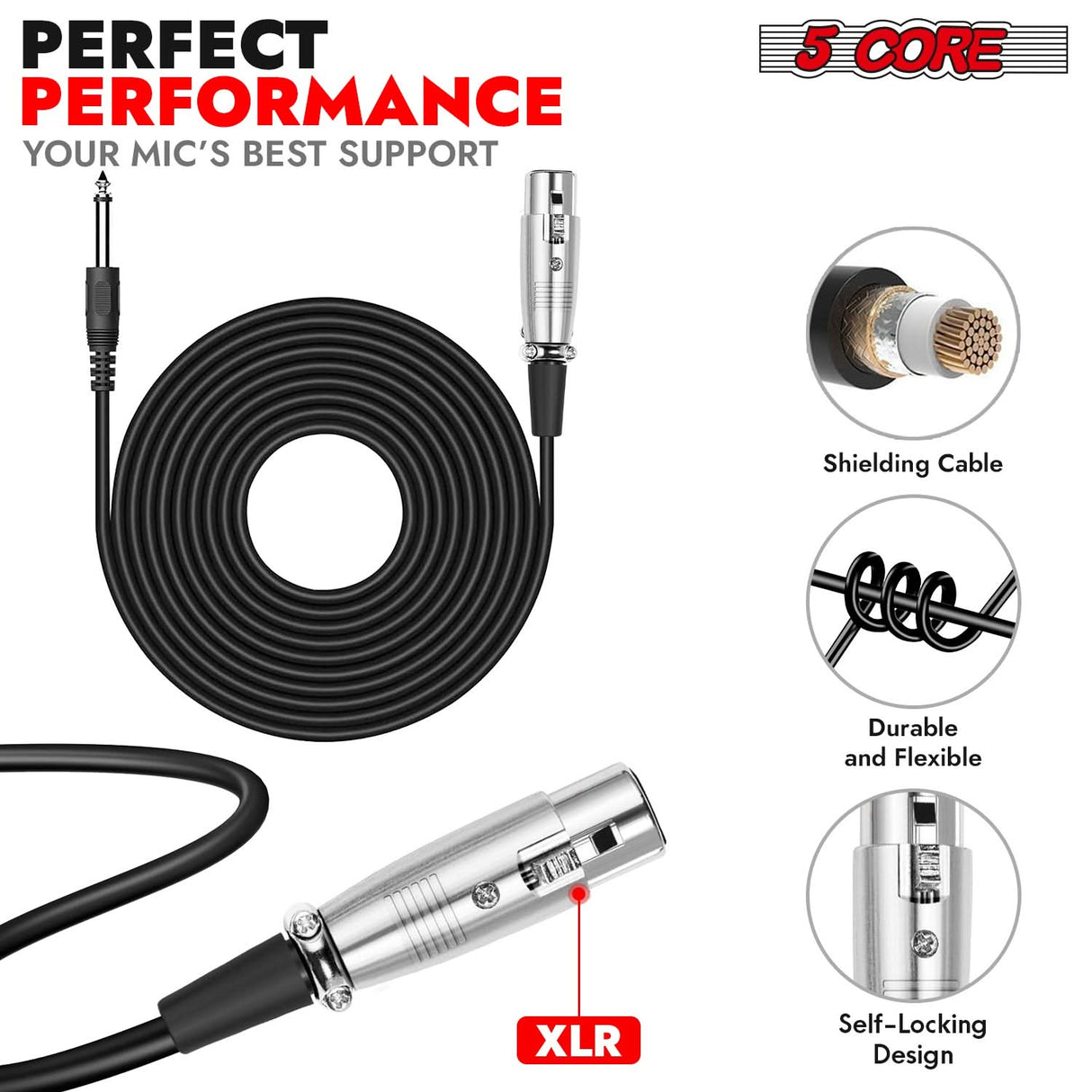 User-friendly XLR microphone cable with secure 3-pin connection