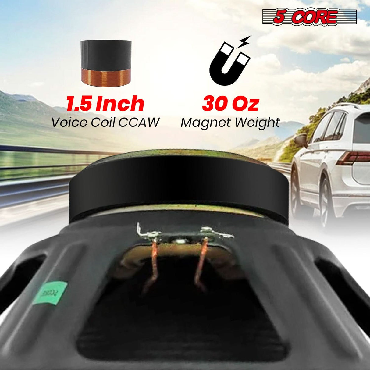 5 Core Car Audio 12 Inch Subwoofer Power Bass Surround View