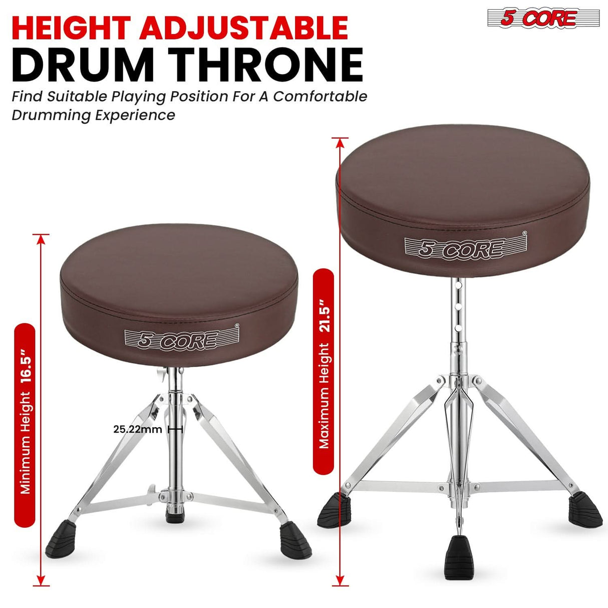 Heavy-duty drum throne with a secure locking mechanism and multiple height adjustments for customized comfort.