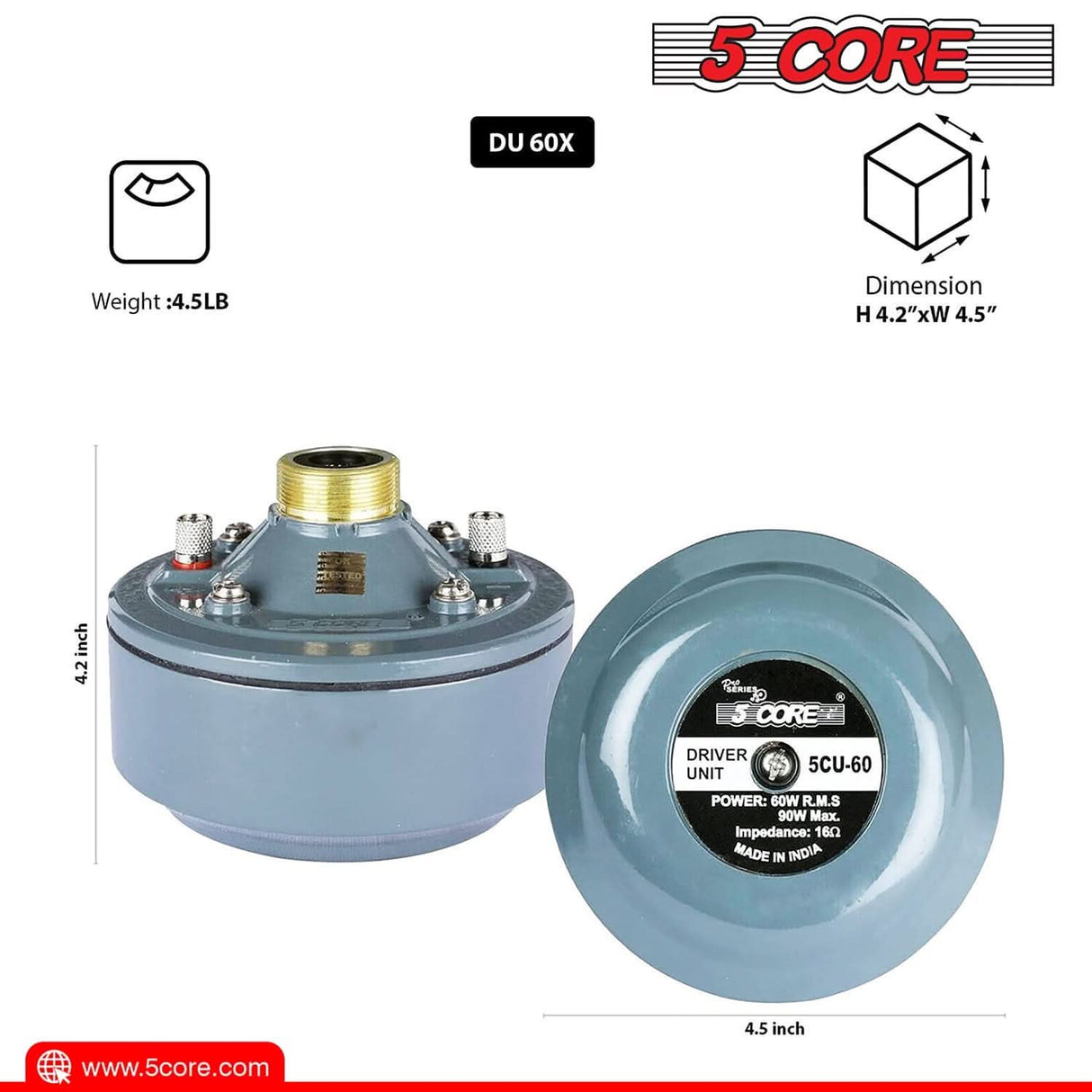 5Core PA horn speaker 600W PMPO compression driver with 22 inch trumpet throat loud audio system