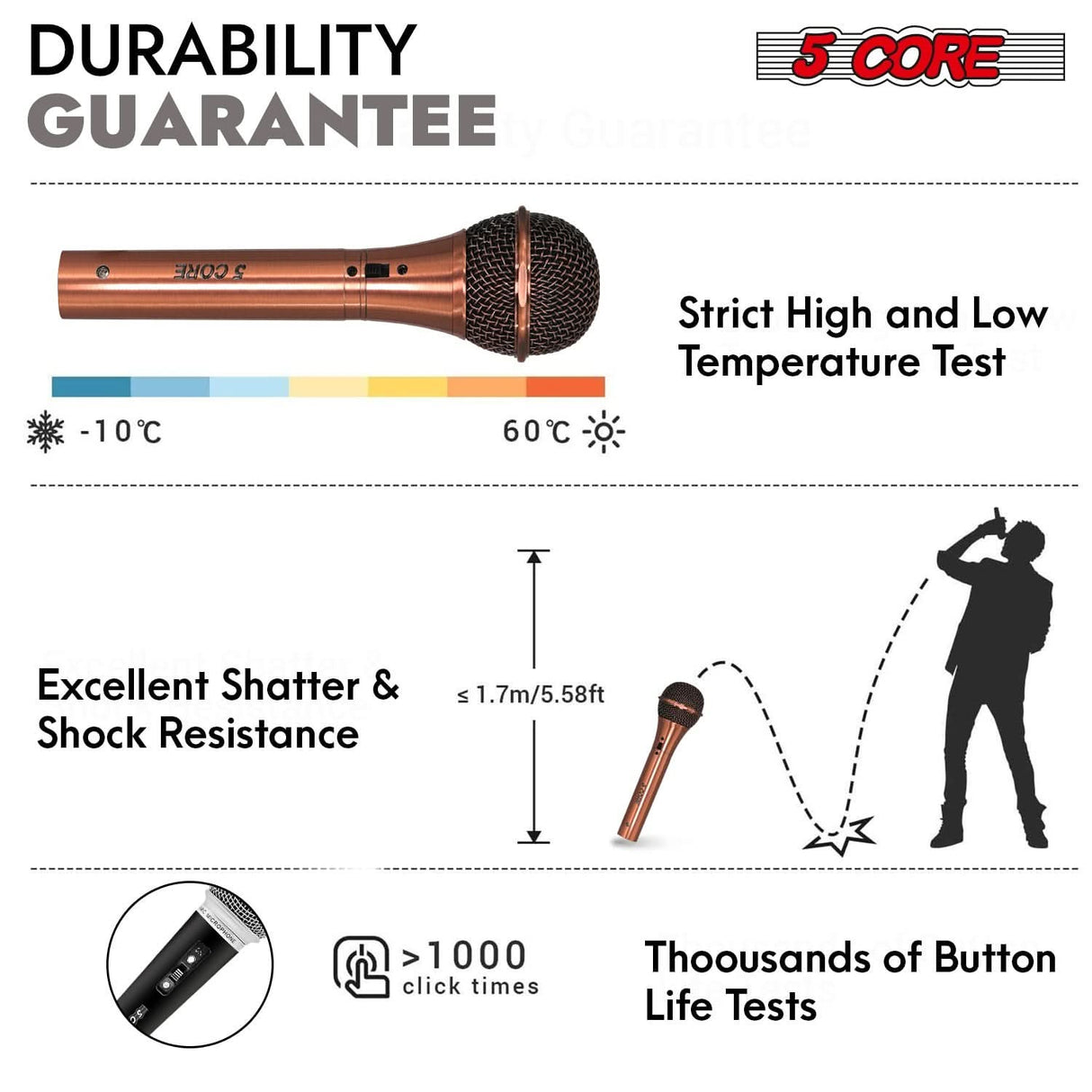 Dynamic studio mic with durable build and noise rejection by 5Core