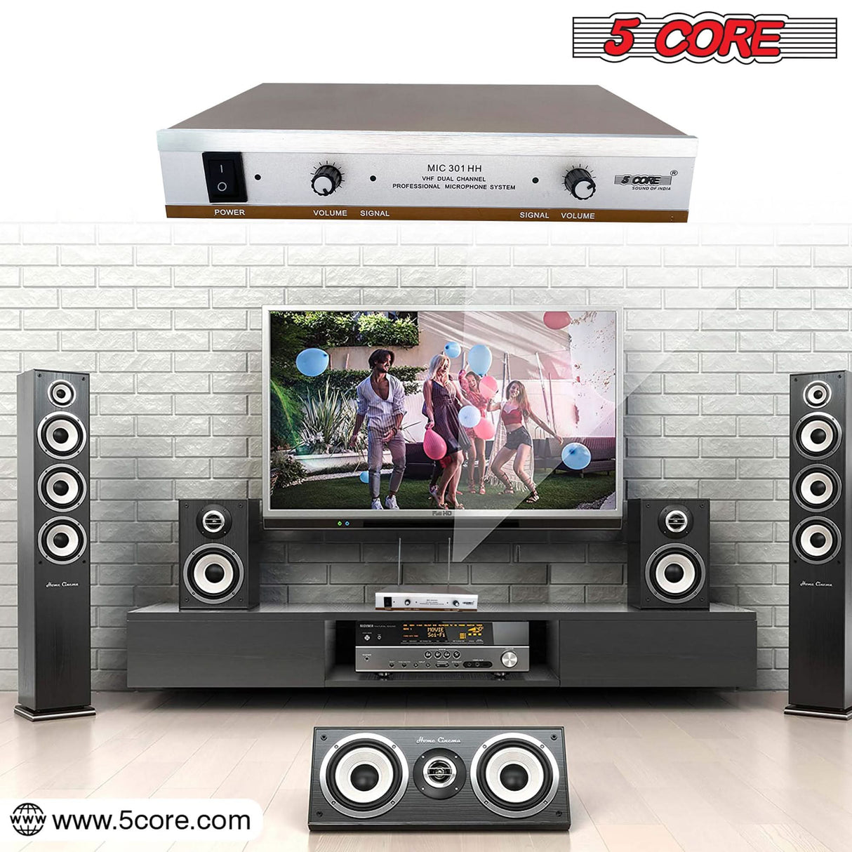 5Core Wireless Microphones w 2 Headset Portable Mini Microfono Inalambricos + Receiver 165ft Range