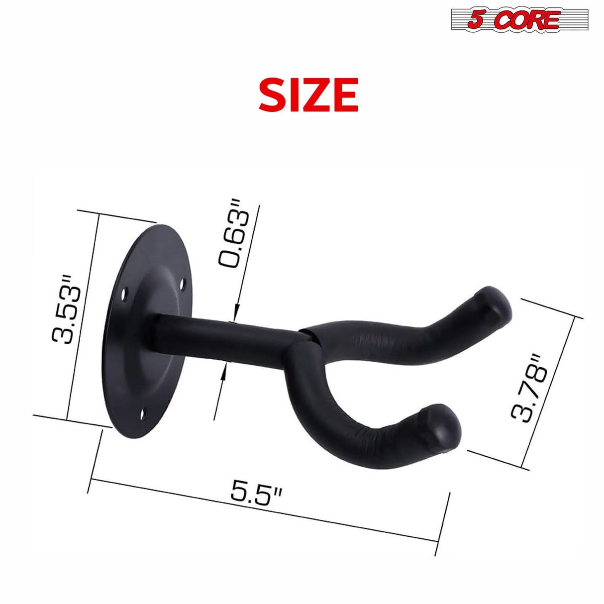 5 Core Guitar Wall Mount 3Pc Wall Mount for Classical Electric Acoustic Bass Guitars for Home Studio