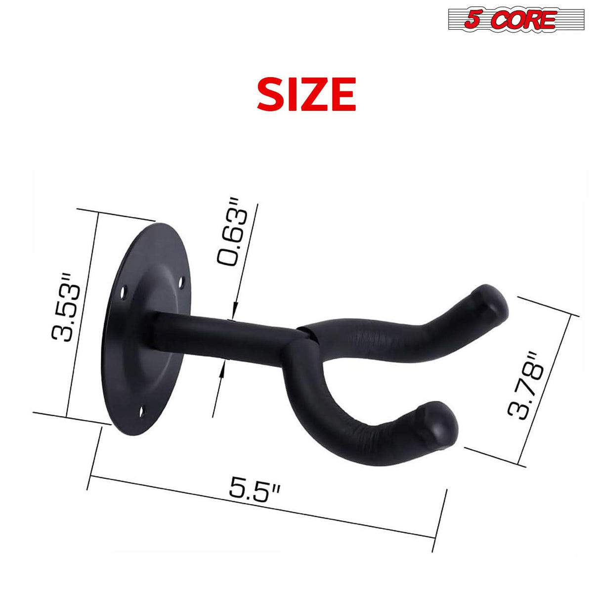 5 Core Guitar Wall Mount 3Pc Wall Mount for Classical Electric Acoustic Bass Guitars for Home Studio