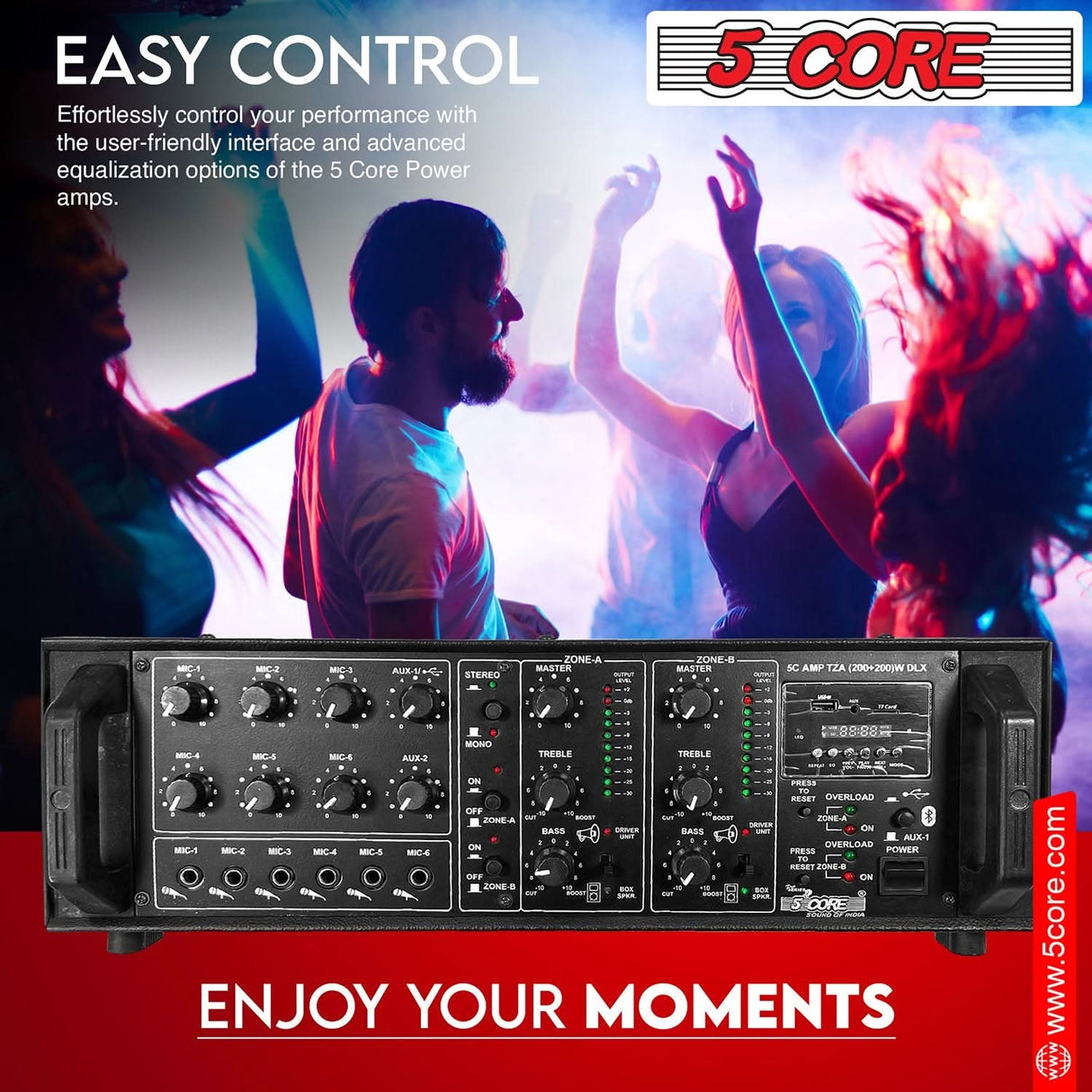 5Core Amp 500W Amplifier Home Audio PA Bass DJ Stereo Receiver Rack Mount Passive Speaker Amplificador