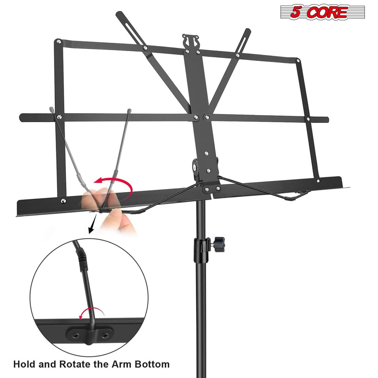5 Core Music Stand Adjustable 57" Desktop Book Stands Sheet Holder All Metal Portable Bookstand