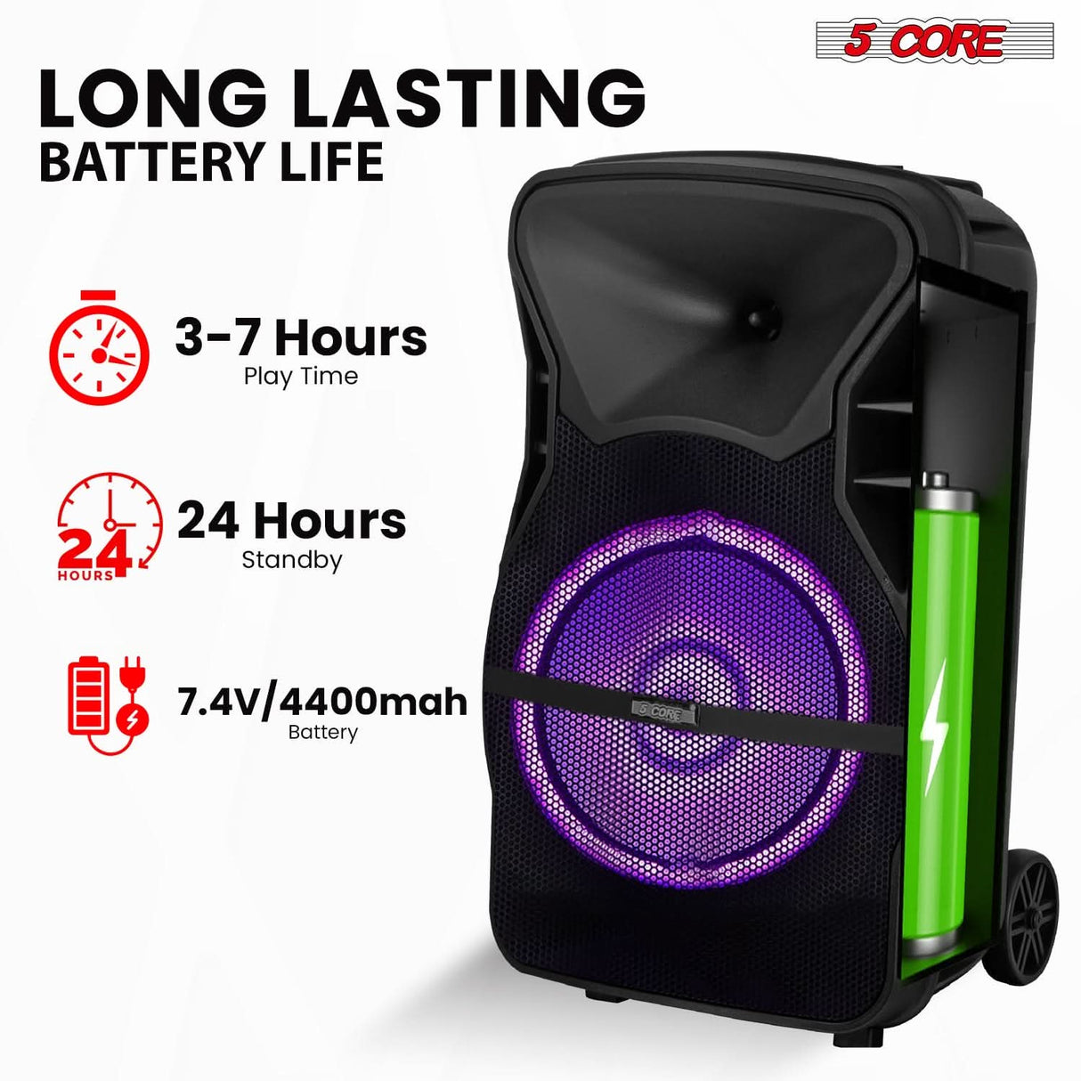 5 Core big party speaker rechargeable PA system stage view