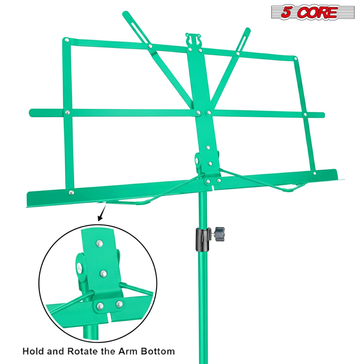 5 Core Music Stand Adjustable 57" Desktop Book Stands Sheet Holder All Metal Portable Bookstand