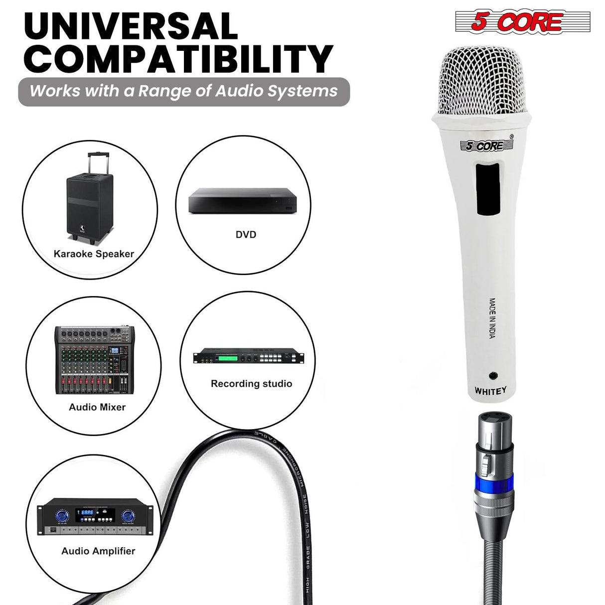 5Core XLR Microphone Dynamic Mic Karaoke Singing Studio Mics Handheld Microfono