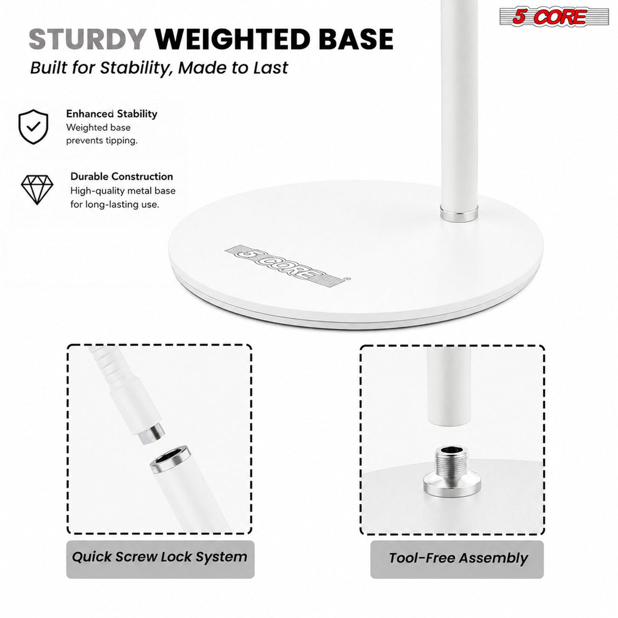5Core Cell Phone Stand for Desk Adjustable Scissor Boom Arm Stands Tablet Cellphone