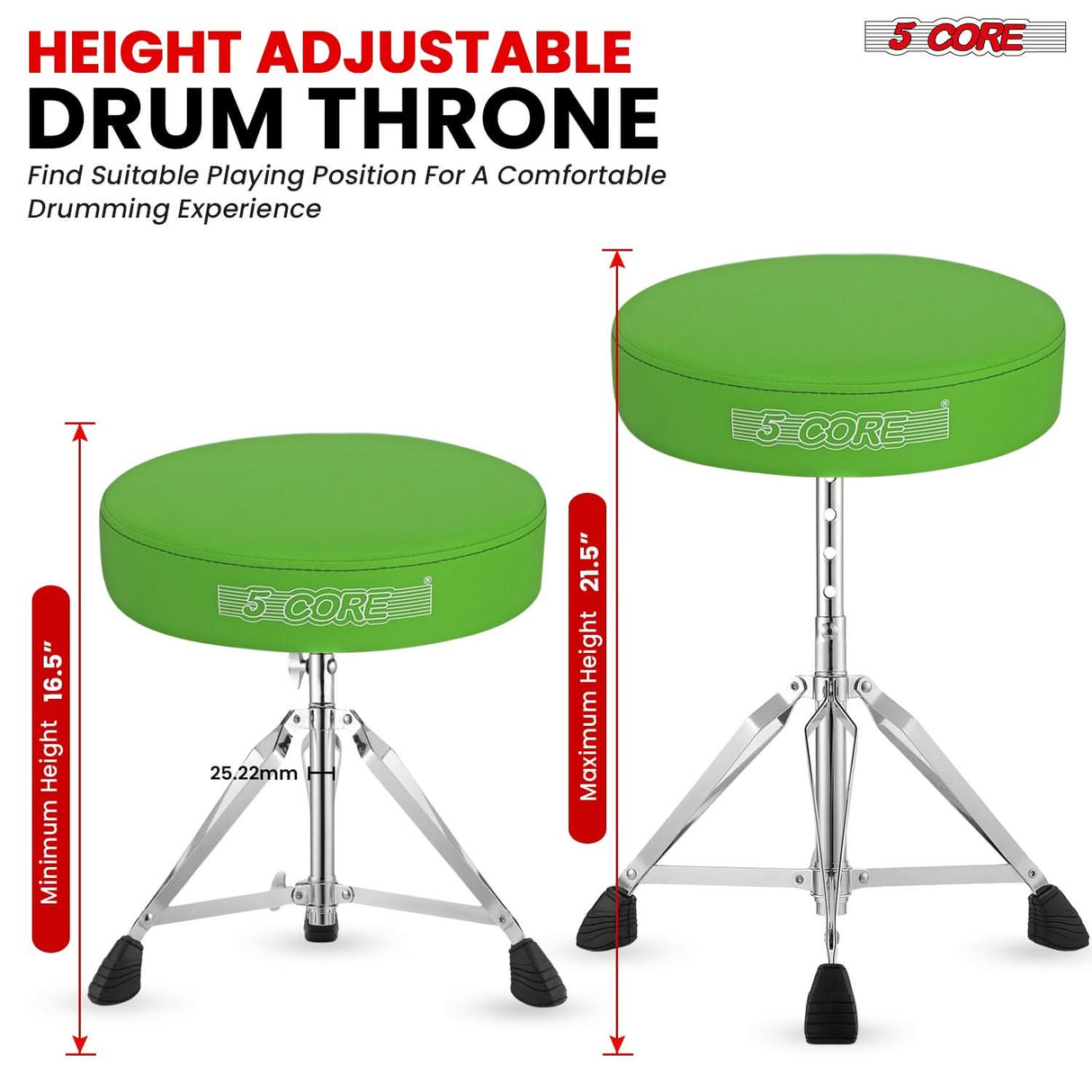Sturdy drum throne with a multi-level locking mechanism, designed for maximum support and reliability.