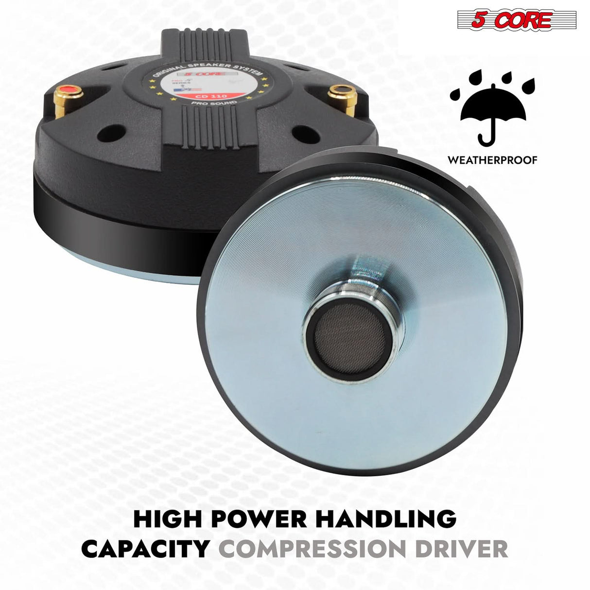 5 Core Compression Driver 2Pc 1″ PA Horn Tweeter Pro Audio 1600W 1.75″ Voice Coil 20Oz Magnet 8Ohm