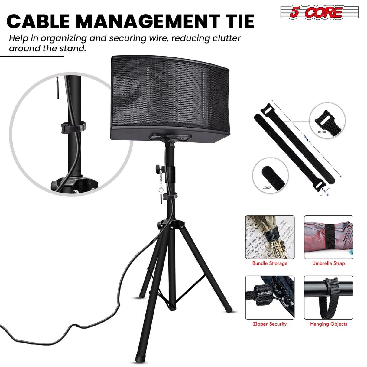 5 Core Speaker Stand 4Ft Adjustable Heavy Duty PA DJ Tripod Studio Monitor Stands w 35mm Insert