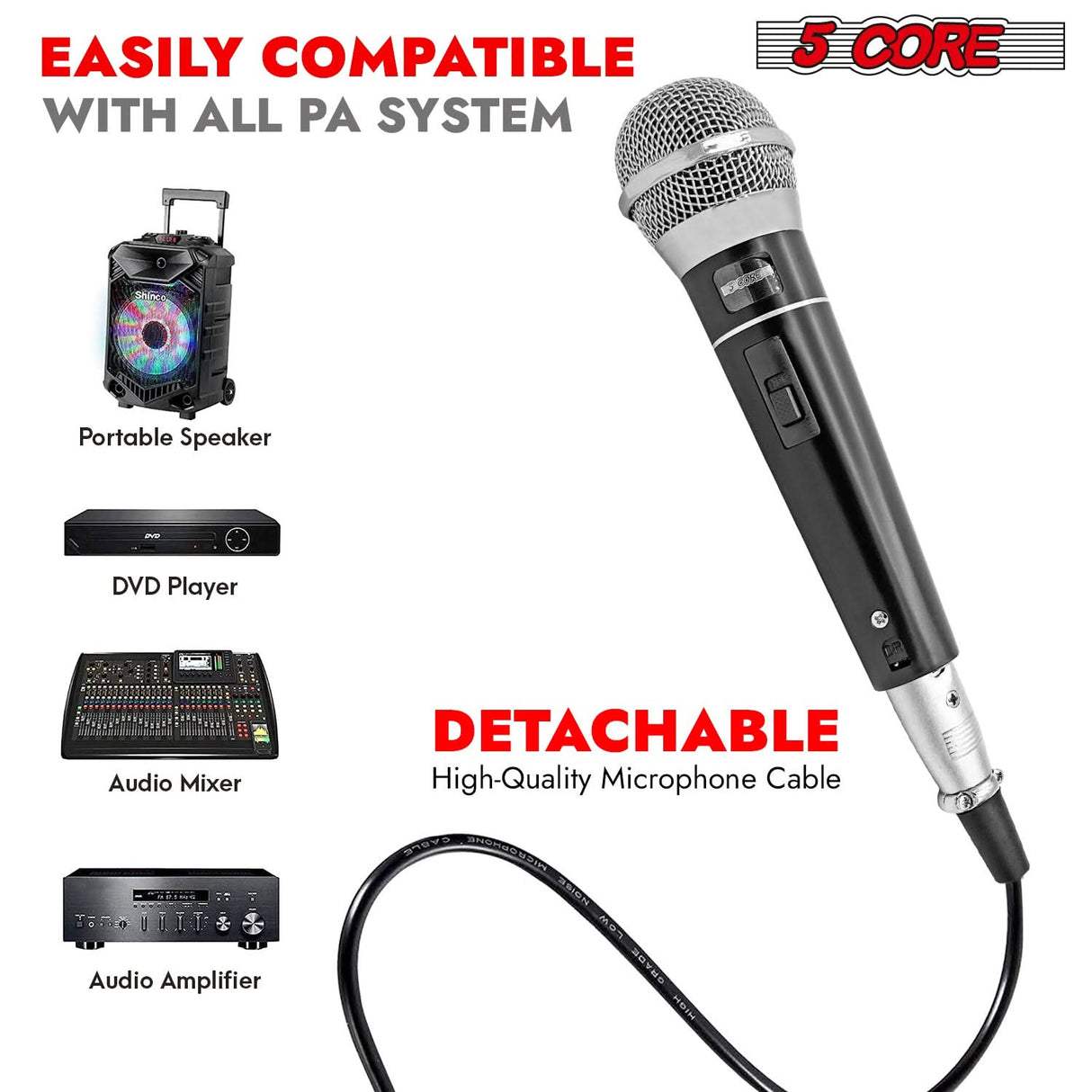 Dynamic stage mic with on/off button for live and studio use