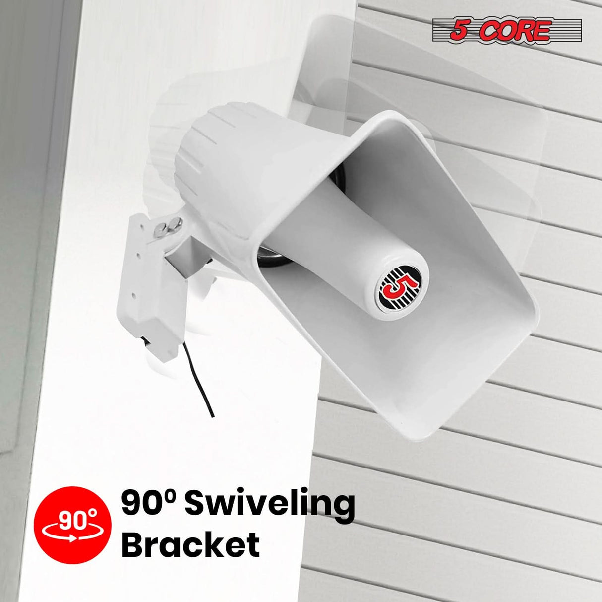 5 Core PA Speaker Pair 5 x 8" 65W Bull Horn Loud Audio Outdoor Speakers System 8Ohm Reflex Megaphone