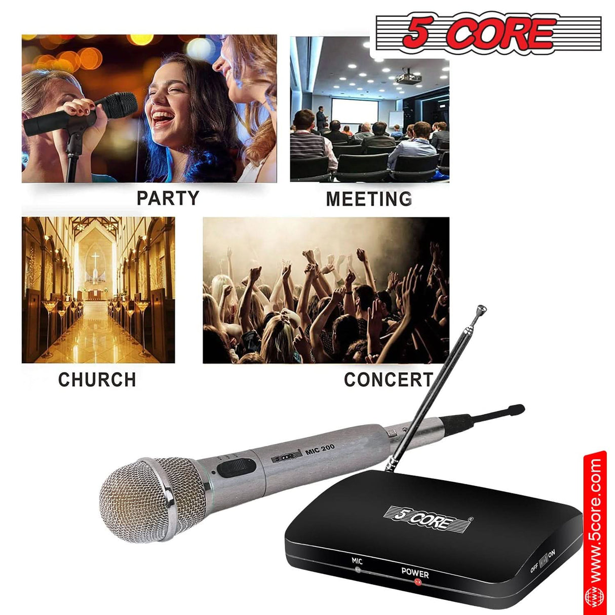 5Core microphone, dual function, wireless and wired microphone for singing and speaking