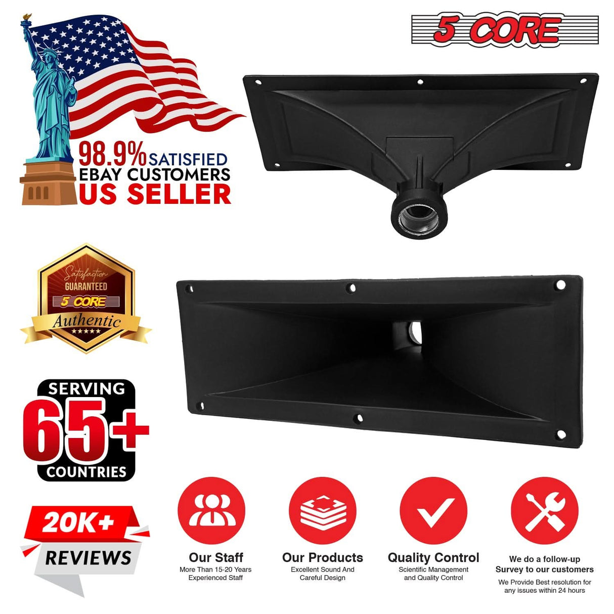 5 Core Waveguide Heavy Duty 3X7" 4Pcs Directivity Tweeter Exit Horn Throat Lens Easy Installation