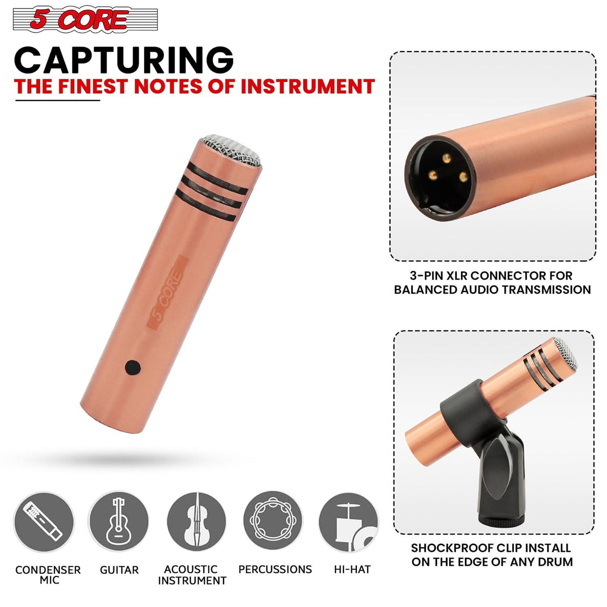 5Core Conga Mic Copper XP Drum Mic Studio Setup View