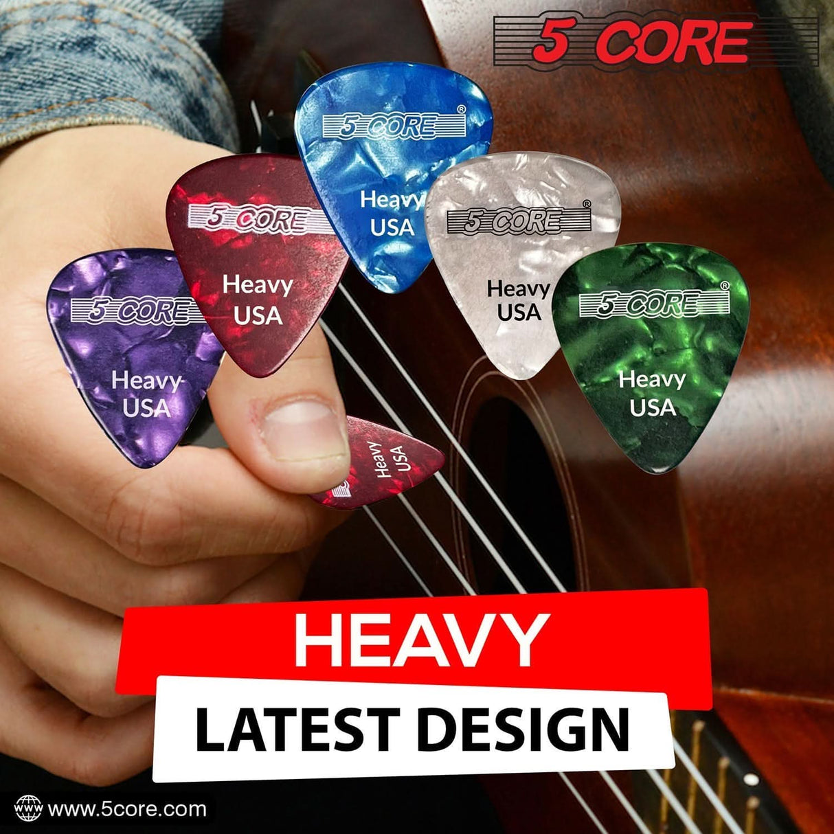 Professional guitar picks from 5Core heavy purple 0.96mm celluloid
