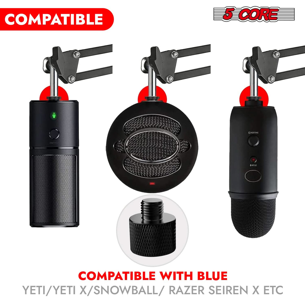 5 Core Mic Stand Adapter 12 Pieces 5/8 Female to 3/8 Male Screw Thread Conversion Connector