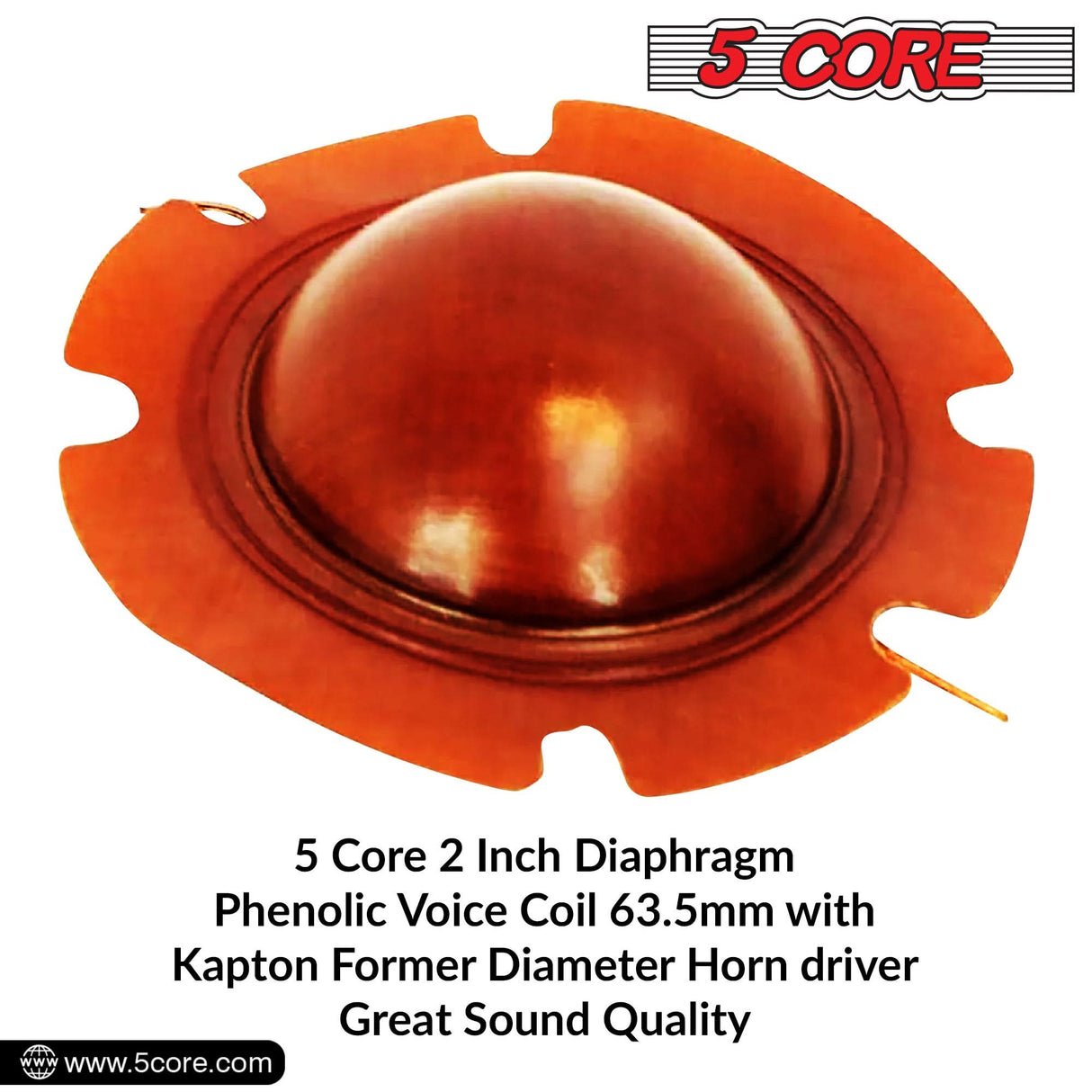 5Core 2 Inch Diaphragm Replacement 10 Pcs Phenolic Voice Coil 51mm + Kapton Former Diameter Horn