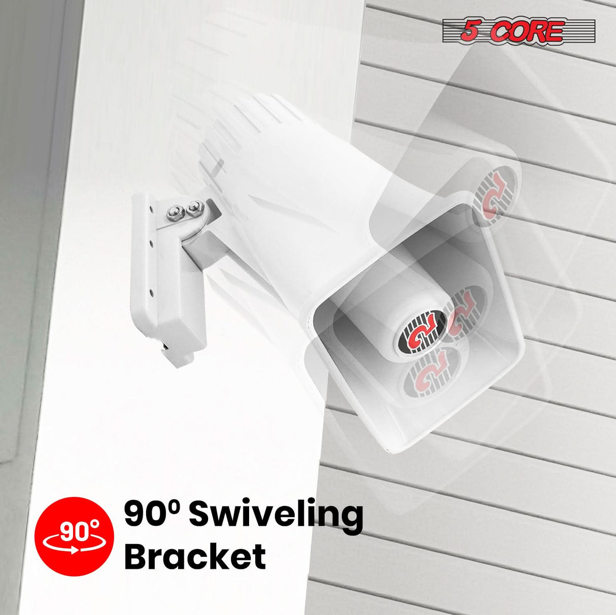 5 Core PA Speaker Pair 6 x 4" 50W Bull Horn Loud Audio Outdoor Speakers System 8Ohm Reflex Megaphone