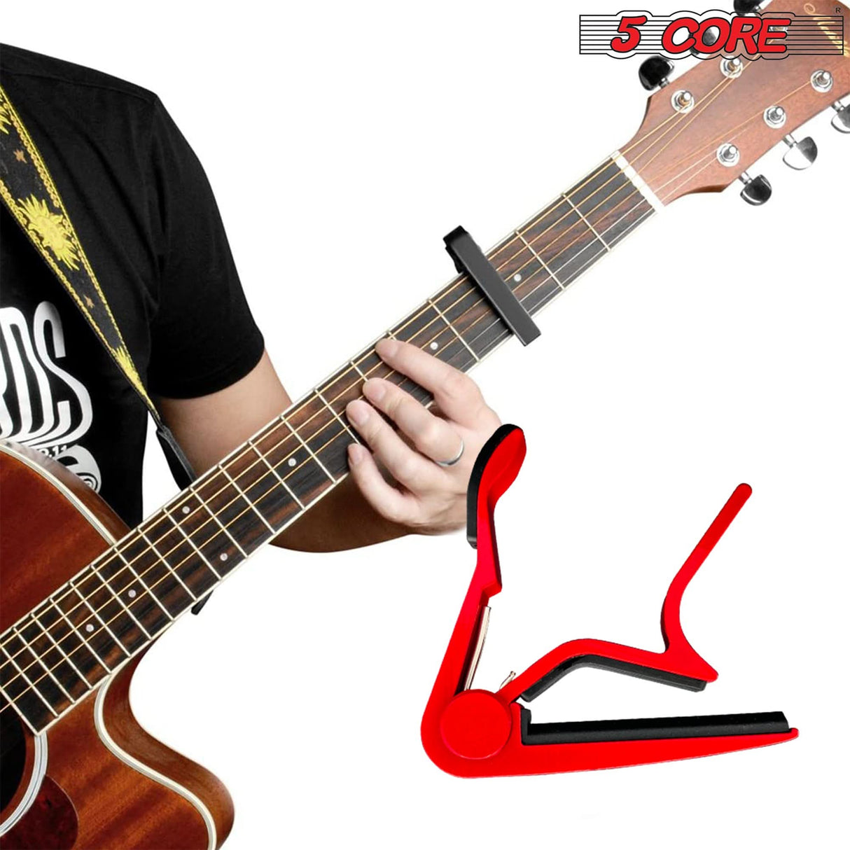 Electric Guitar Capo: 5 Core pair of capos for acoustic guitars and other string instruments.
