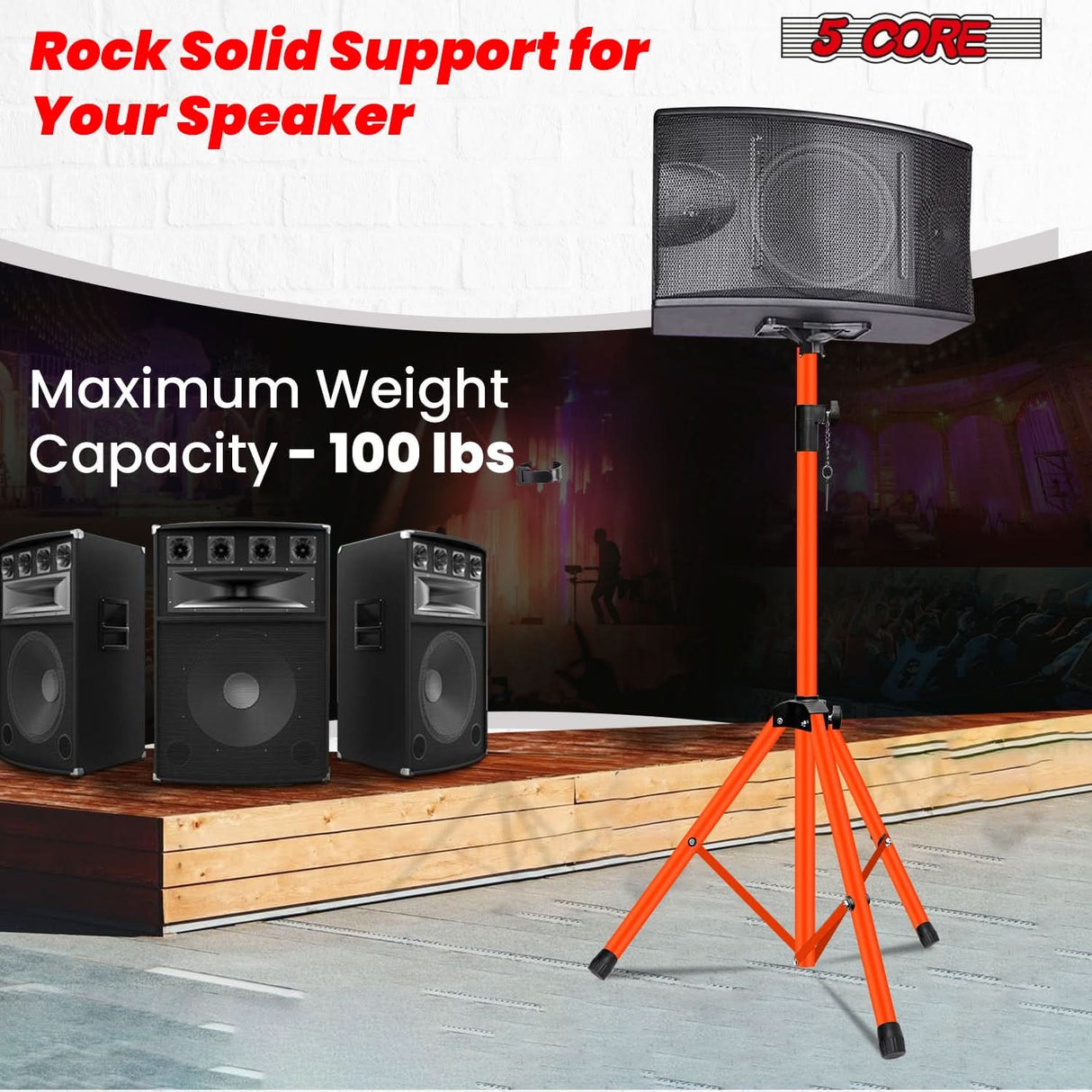 5Core Speaker Stand Tripod 2Pcs Tall Adjustable 72 Inch DJ Studio Monitor Stands Pole Mount
