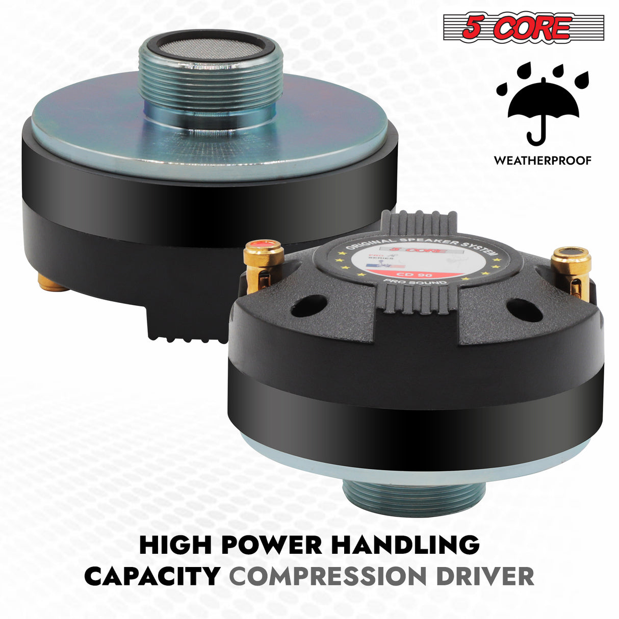 5 Core Compression Driver 2Pc 1″ PA Horn Tweeter Pro Audio 1000W 1.34″ Voice Coil 13 OZ Magnet 8Ohm
