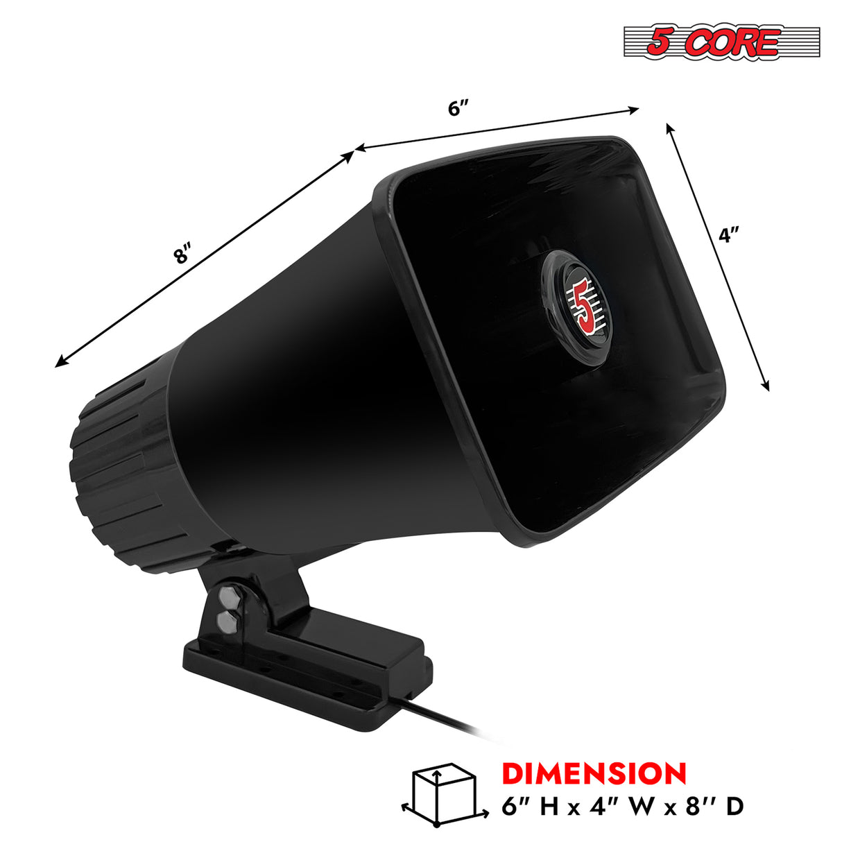 5 Core 6 Inch PA Horn 200W Loud Speaker Pair Bull Horn Loud Audio 8Ohm All Weather Indoor Outdoor