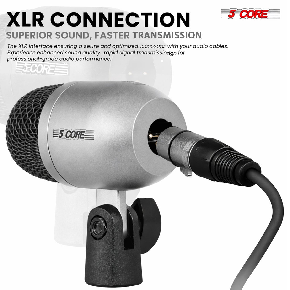 5 Core Conga Mic Snare Tom Set Professional XLR Cardioid Unidirectional Instrument Microphone Kit