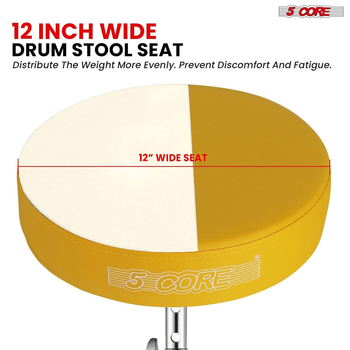 High weight capacity padded drum throne with a thick seat for maximum comfort and sturdy support