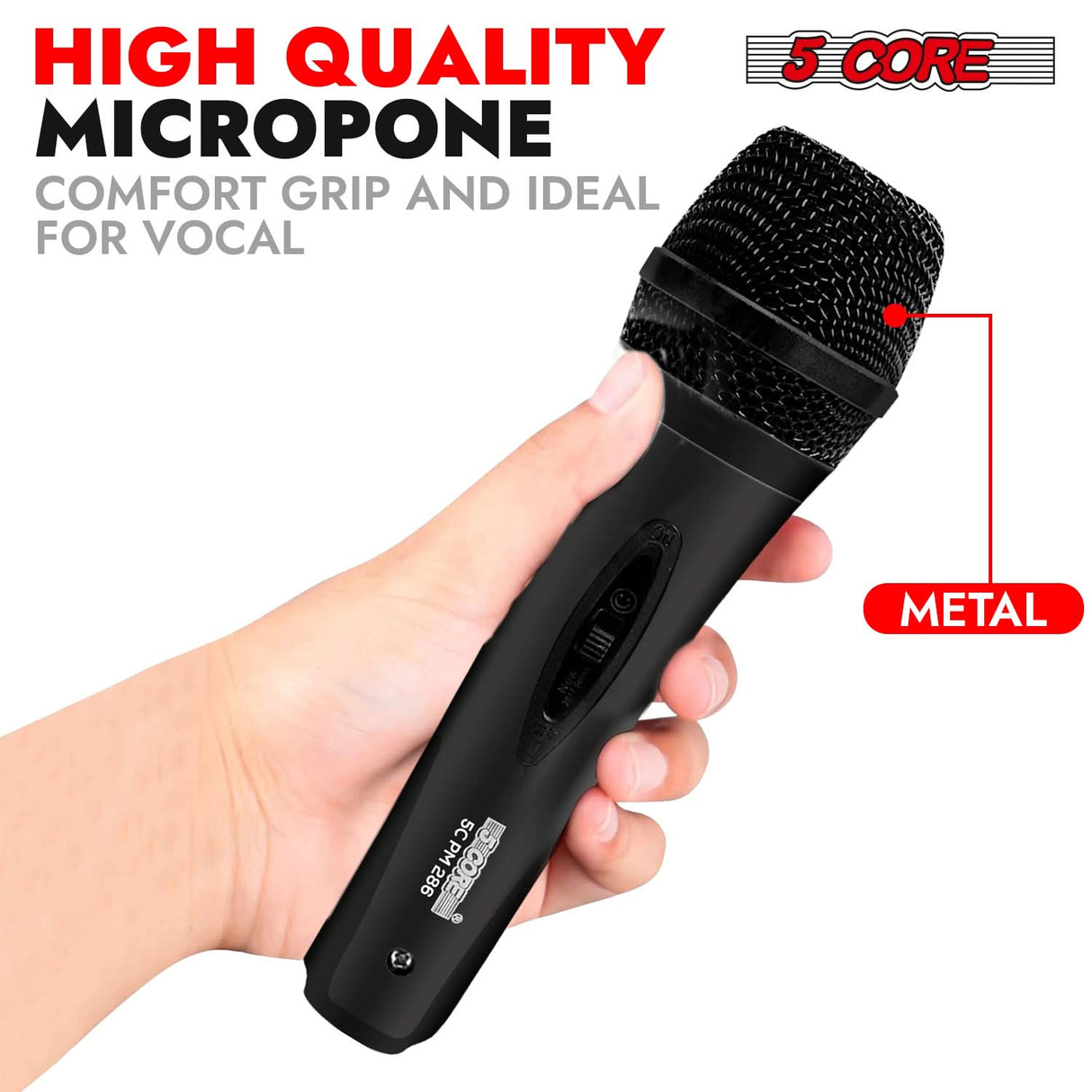 5Core XLR Microphone Dynamic Mic Karaoke Singing Studio Mics Handheld Microfono