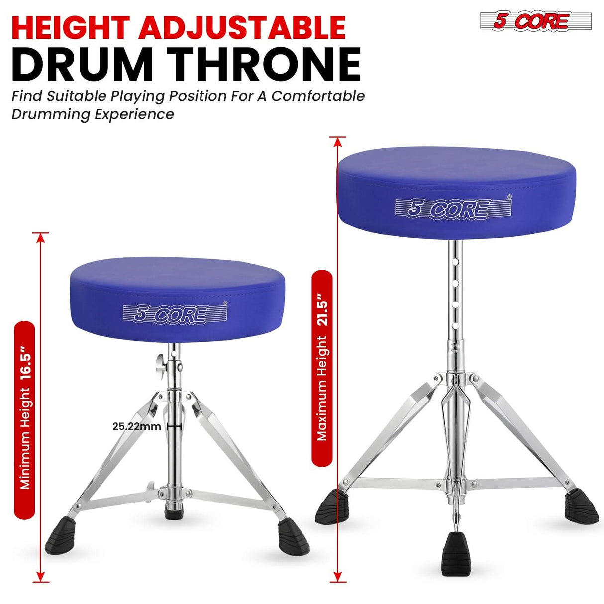 Multi-use 5Core throne and snare practice stand for home or studio