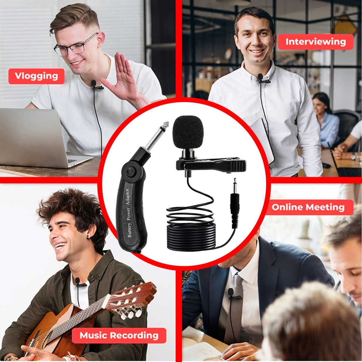 5Core professional 3.5mm lavalier mic, clip-on omnidirectional lapel microphone