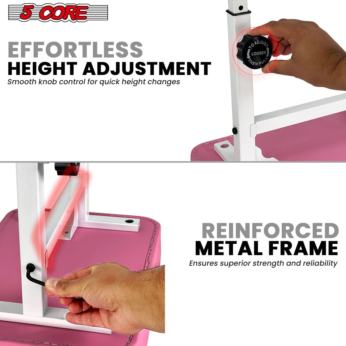 5 Core keyboard bench portable folding piano stool perspective view