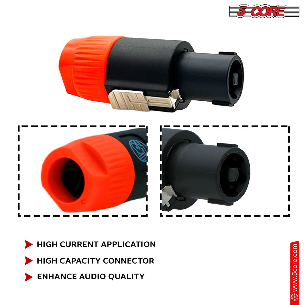 5 Core Speakon Adapter 6 Pack High Quality Audio Jack Male Audio Pin Speaker Adapter Connector