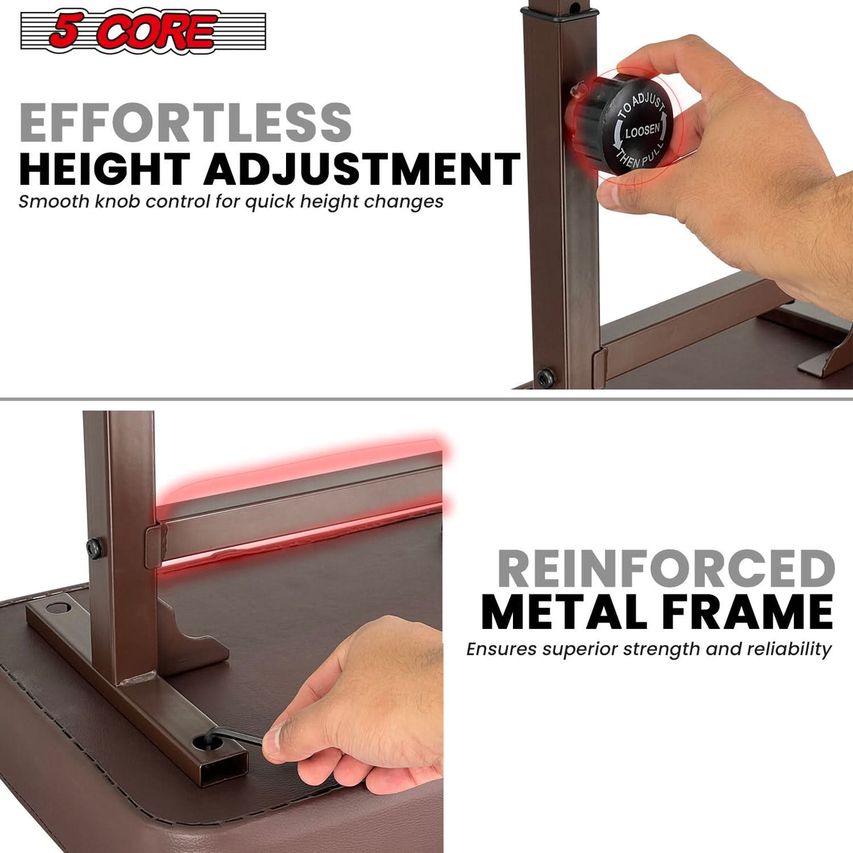 5 Core Piano Stool lightweight folding bench rear view