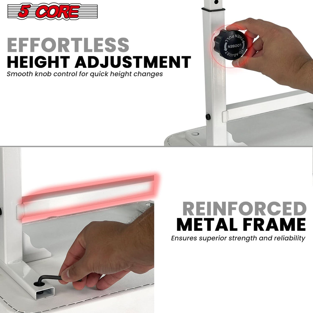 5 Core Keyboard Bench height adjustable music bench close-up view