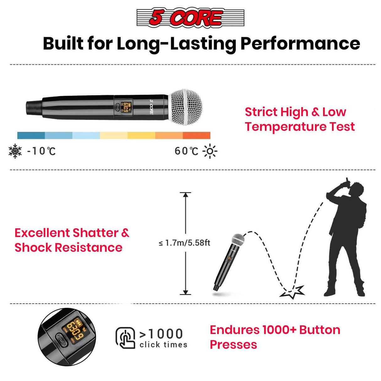 Enjoy crystal-clear sound with the wireless karaoke microphone, features an ultra-wide frequency response for superior audio quality