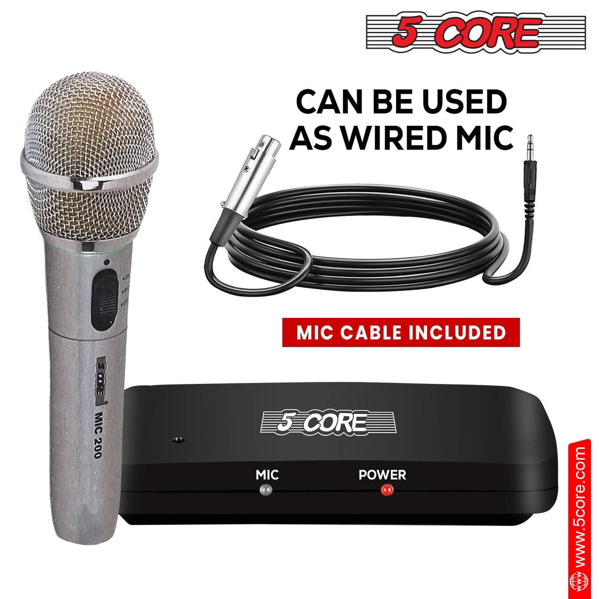 5Core 5Core microphone with dual function, switch between wired and wireless modes easily