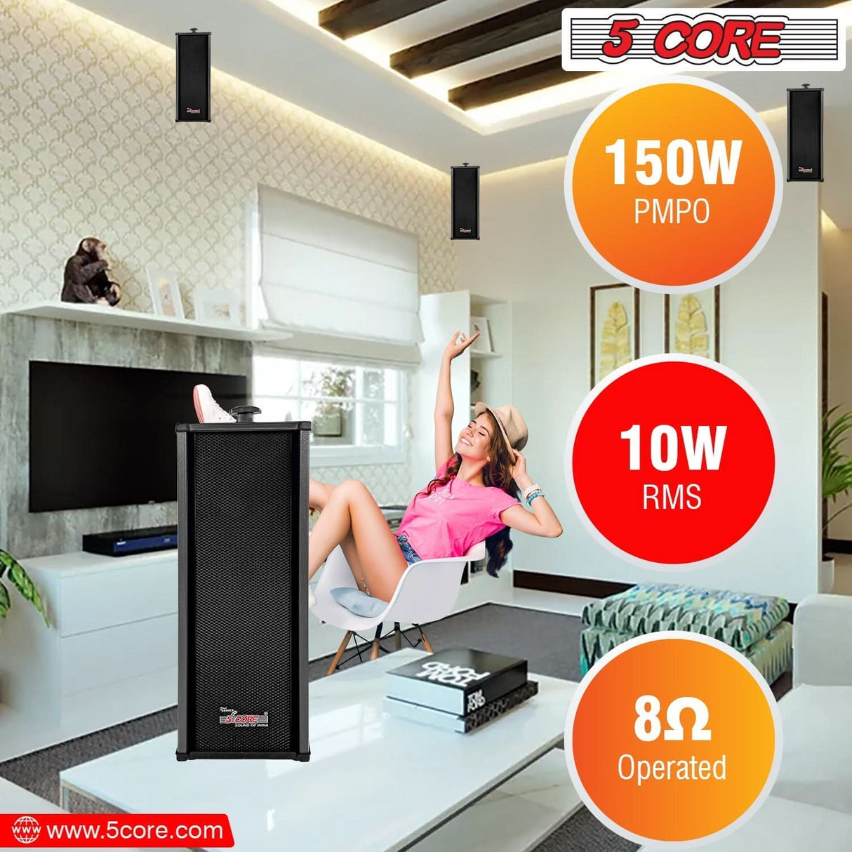 5Core complete 4000W PA system, includes 32 wall speakers for industrial and commercial paging