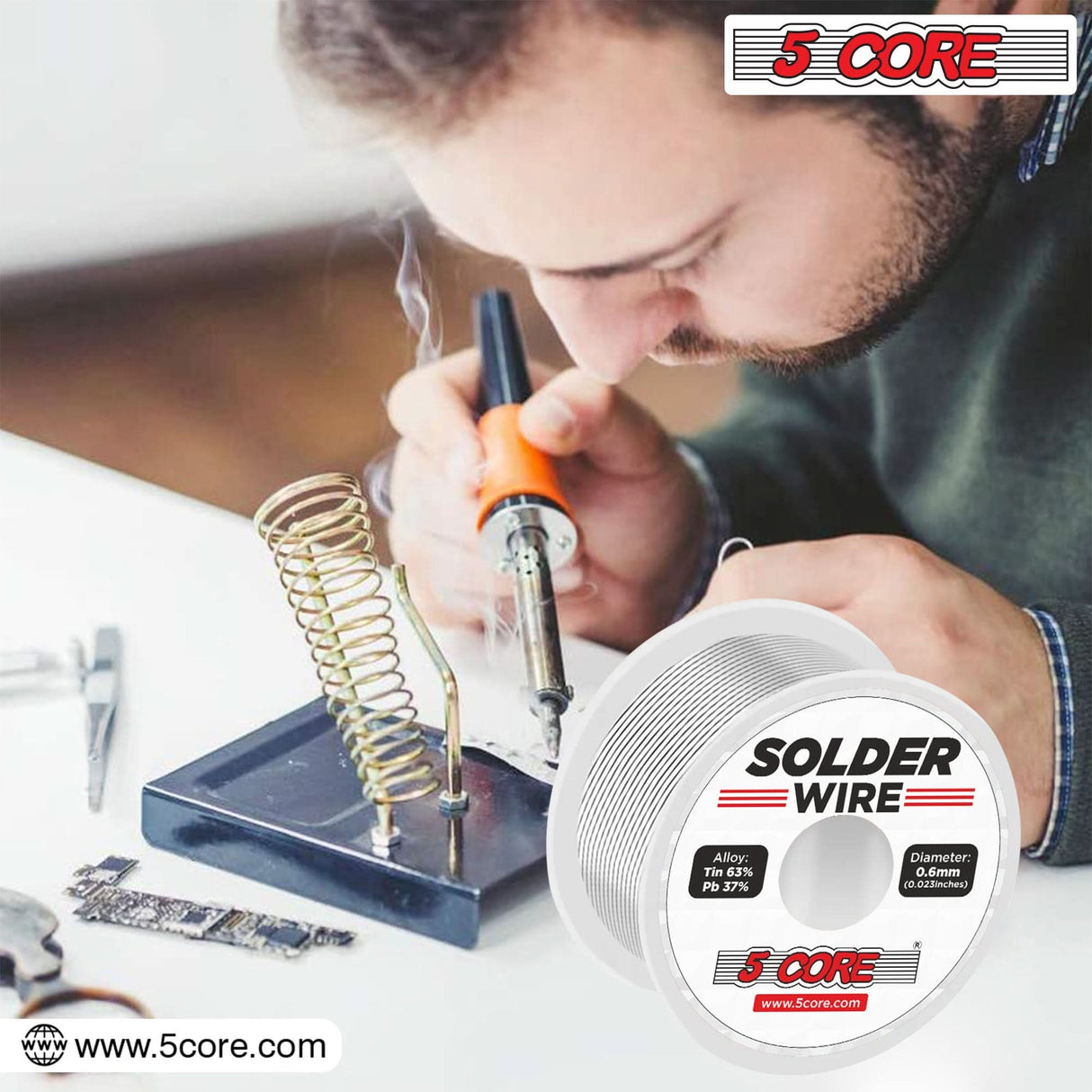 5Core 0.8mm solder wire with tin and lead for soldering tasks and DIY electronics