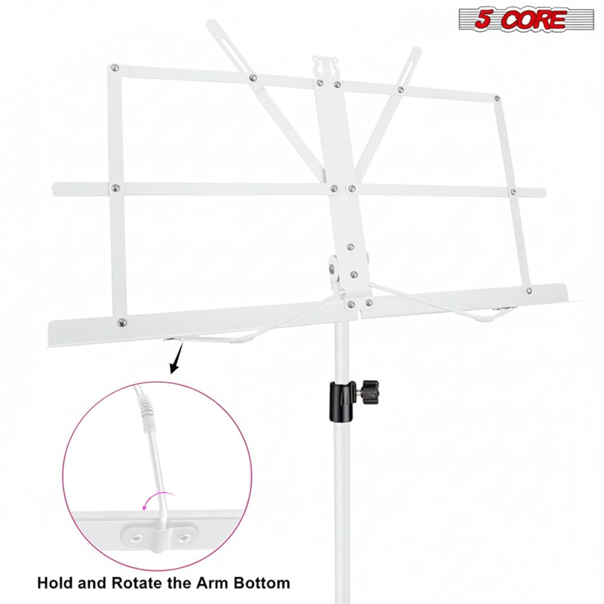 5 Core Music Stand Adjustable Desktop Book Stands Portable Sheet Holder All Metal Foldable Bookstand